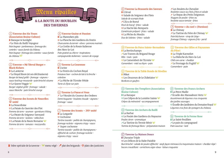 Menus ripaille Rencontres Médiévales